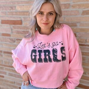 Pink cropped 'Let's Go Girls' Sweatshirt